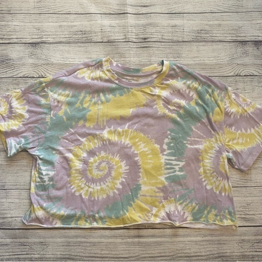 Grayson Threads Kids Tie Dye Crop Boxy Tee Purple Yellow Blue Size Medium 7/8